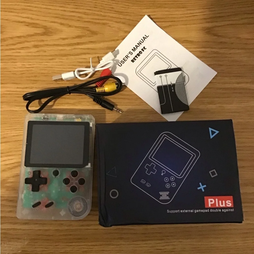 Get 2 Retro Handheld Transparent Game Console 400 games can connect to TV